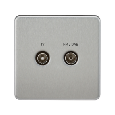 Knightsbridge Screwless TV Outlet And FM DAB Outlet (Diplex) - Brushed Chrome