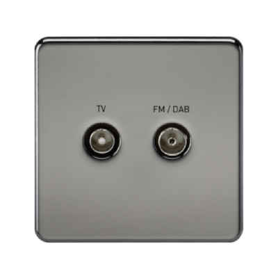Knightsbridge Screwless TV Outlet And FM DAB Outlet (Diplex) - Black Nickel
