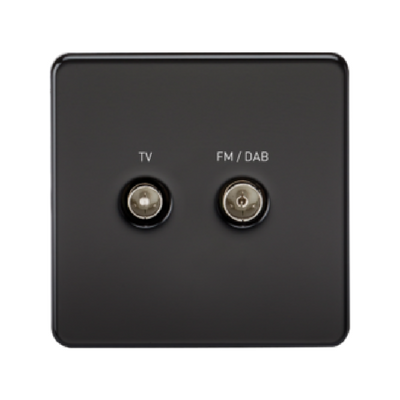 Knightsbridge Screwless TV Outlet And FM DAB Outlet (Diplex) - Matt Black