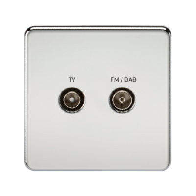 Knightsbridge Screwless TV Outlet And FM DAB Outlet (Diplex) - Polished Chrome