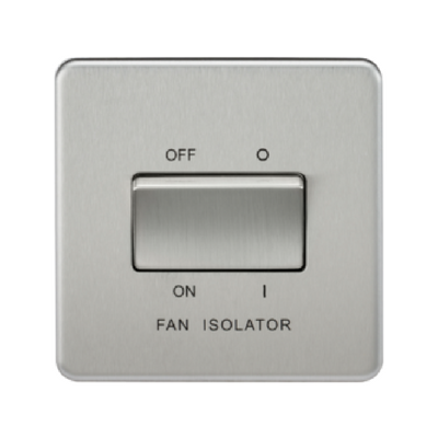 Knightsbridge Screwless 10A 3 Pole Fan Isolator Switch - Brushed Chrome