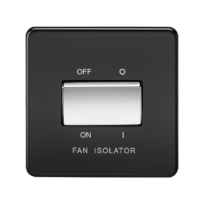 Knightsbridge Screwless 10A 3 Pole Fan Isolator Switch - Matt Black