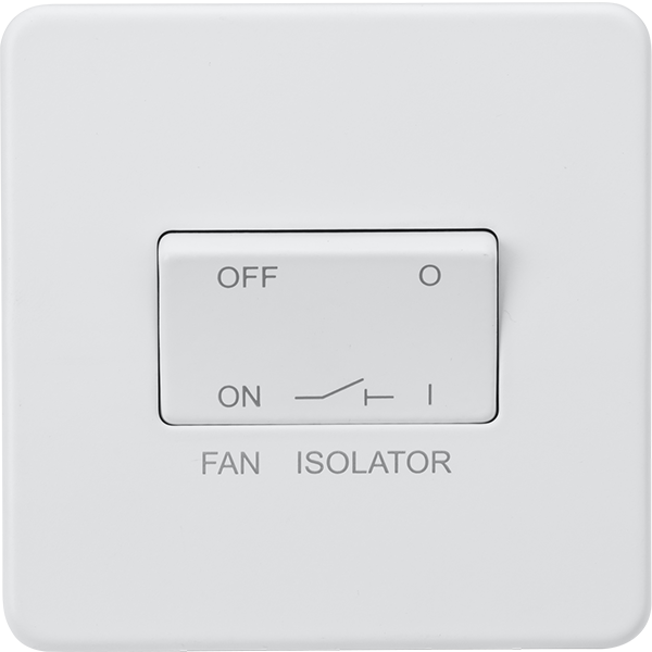 Knightsbridge Screwless 10A 3 Pole Fan Isolator Switch Matt White