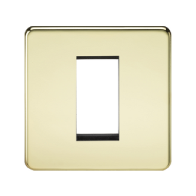 Knightsbridge Screwless 1 Gang 1 Module Europlate - Polished Brass