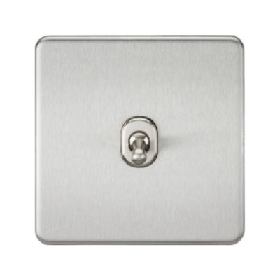 Knightsbridge Screwless 10A 1 Gang 2 Way Toggle Switch - Brushed Chrome