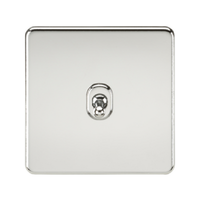 Knightsbridge Screwless 10A 1 Gang 2 Way Toggle Switch - Polished Chrome