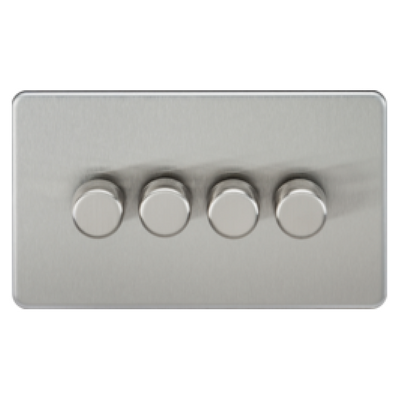 Knightsbridge Screwless 10A 1 Gang 2 Way LED Dimmer Brushed Chrome