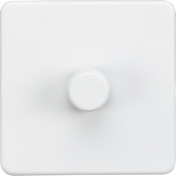 Knightsbridge Screwless 10A 1 Gang 2 Way LED Dimmer Matt White