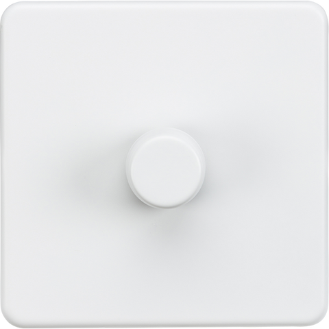 Knightsbridge Screwless 10A 1 Gang 2 Way LED Dimmer Matt White