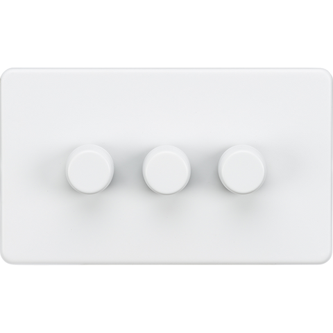 Knightsbridge Screwless 10A 3 Gang 2 Way LED Dimmer Matt White