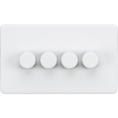 Knightsbridge Screwless 10A 4 Gang 2 Way LED Dimmer Matt White