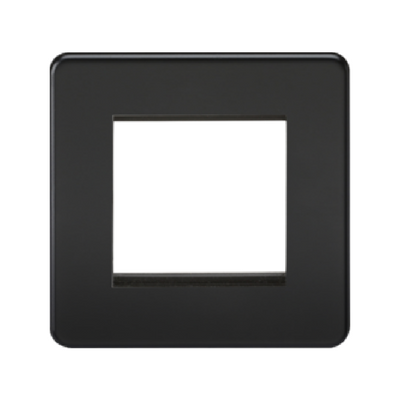 Knightsbridge Screwless 1 Gang 2 Module Europlate - Matt Black