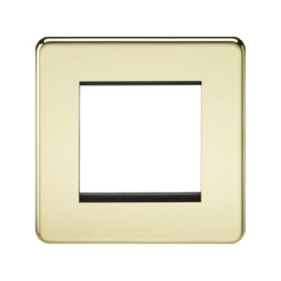 Knightsbridge Screwless 1 Gang 2 Module Europlate - Polished Brass