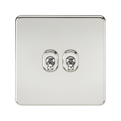 Knightsbridge Screwless 10A 2 Gang 2 Way Toggle Switch - Polished Chrome