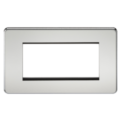 Knightsbridge Screwless 2 Gang 4 Module Europlate - Polished Chrome