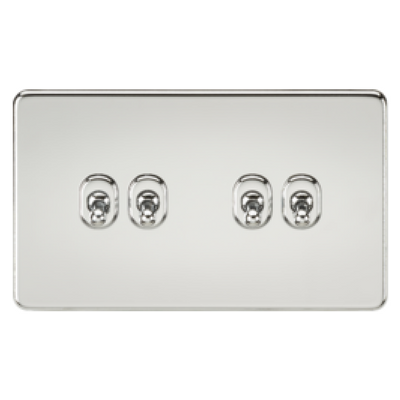 Knightsbridge Screwless 10A 4 Gang 2 Way Toggle Switch - Polished Chrome
