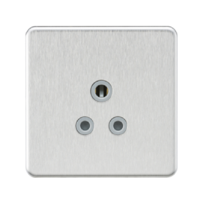 Knightsbridge Screwless 1 Gang 5A Single Socket - Brushed Chrome