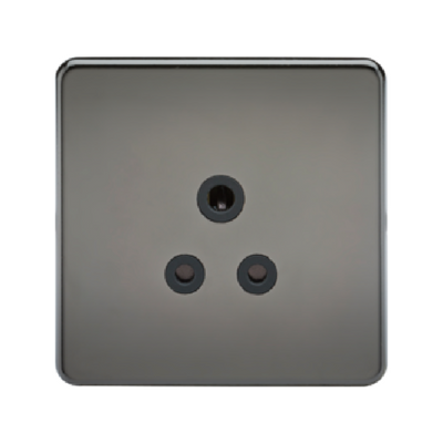 Knightsbridge Screwless 1 Gang 5A Single Socket - Black Nickel