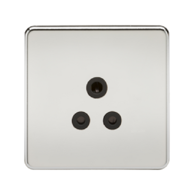 Knightsbridge Screwless 1 Gang 5A Single Socket - Polished Chrome