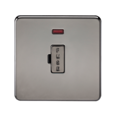 Knightsbridge Screwless 13A Unswitched Fused Connection Unit With Neon - Black Nickel