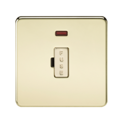 Knightsbridge Screwless 13A Unswitched Fused Connection Unit With Neon - Polished Brass