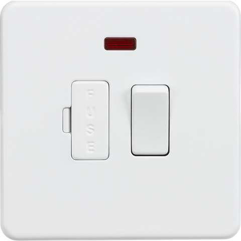Knightsbridge Screwless 13A Neon Switched Fused Spur Matt White
