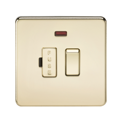 Knightsbridge Screwless 13A Switched Fused Connection Unit With Neon - Polished Brass