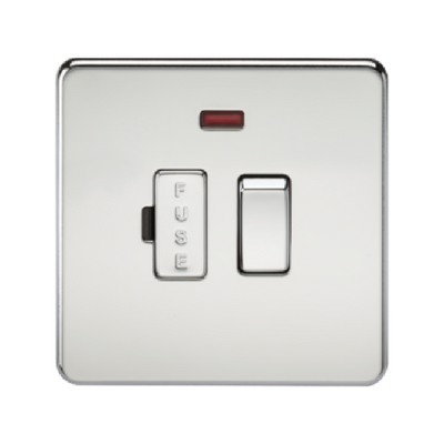 Knightsbridge Screwless 13A Switched Fused Connection Unit With Neon - Polished Chrome