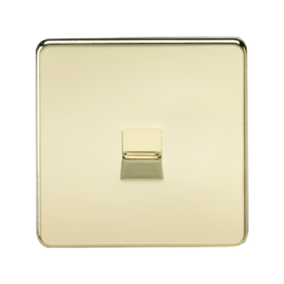 Knightsbridge Screwless Telephone Master Socket - Polished Brass