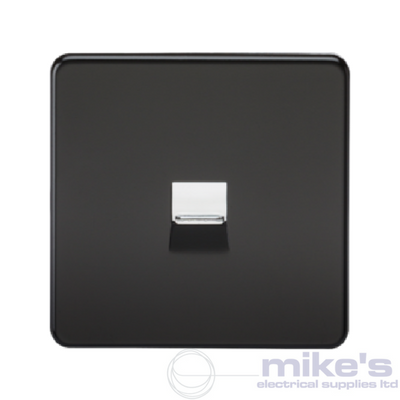 Knightsbridge Screwless Telephone Secondary Socket - Matt Black