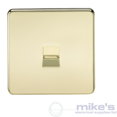 Knightsbridge Screwless Telephone Secondary Socket - Polished Brass