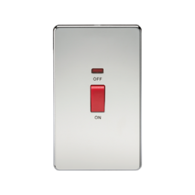 Knightsbridge Screwless 2 Gang 45A Cooker Switch With Neon - Polished Chrome