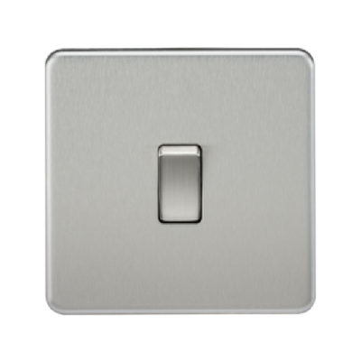 Knightsbridge Screwless 20A 1 Gang Double Pole Switch - Brushed Chrome