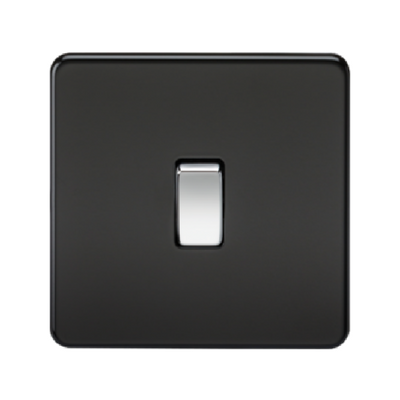 Knightsbridge Screwless 20A 1 Gang Double Pole Switch - Matt Black