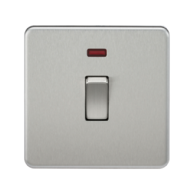 Knightsbridge Screwless 20A 1 Gang Double Pole Switch With Neon - Brushed Chrome