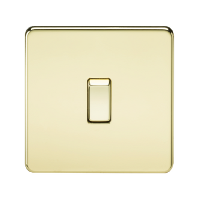 Knightsbridge Screwless 20A 1 Gang Double Pole Switch - Polished Brass