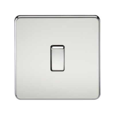 Knightsbridge Screwless 20A 1 Gang Double Pole Switch - Polished Chrome