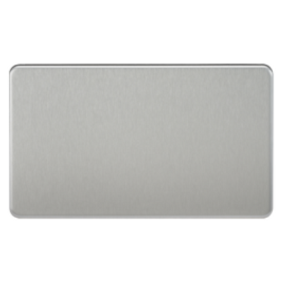 Knightsbridge Screwless 2 Gang Blanking Plate - Brushed Chrome