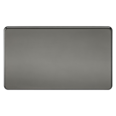Knightsbridge Screwless 2 Gang Blanking Plate - Black Nickel
