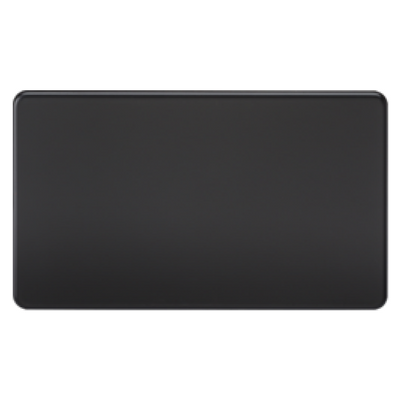 Knightsbridge Screwless 2 Gang Blanking Plate - Matt Black