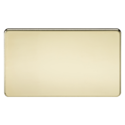 Knightsbridge Screwless 2 Gang Blanking Plate - Polished Brass