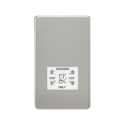 Knightsbridge Screwless 115V/230V Dual Voltage Shaver Socket - Brushed Chrome