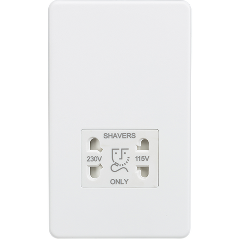 Knightsbridge Screwless 115/230V Dual Voltage Shaver Socket Matt White
