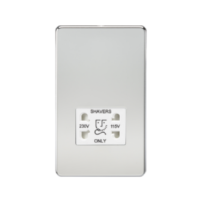 Knightsbridge Screwless 115V/230V Dual Voltage Shaver Socket - Polished Chrome