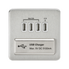 Knightsbridge Screwless 5V 5.1A Quad USB Charging Outlet - Brushed Chrome