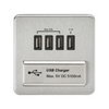Knightsbridge Screwless 5V 5.1A Quad USB Charging Outlet - Brushed Chrome