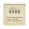 Knightsbridge Screwless 5V 5.1A Quad USB Charging Outlet - Polished Brass
