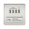 Knightsbridge Screwless 5V 5.1A Quad USB Charging Outlet - Polished Chrome