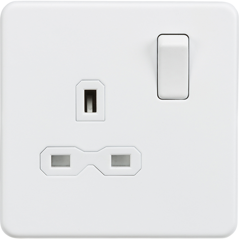 Knightsbridge Screwless 13A 1 Gang Switched Socket Matt White