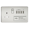 Knightsbridge Screwless 13A 1 Gang Switched Socket With Quad USB Outlet - Polished Chrome
